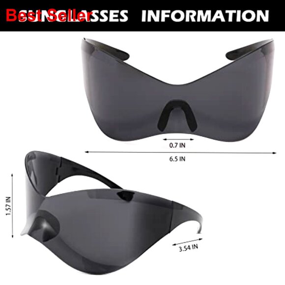 Oversized Futuristic Wrap Shield Sunglasses UV Protection Unisex main image 7